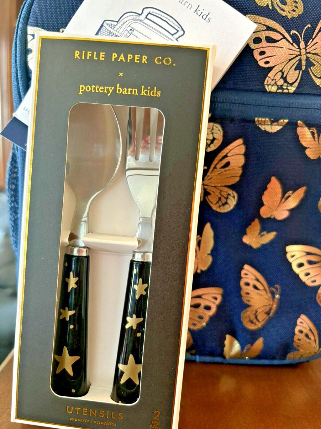 Pottery Barn school Glitter LUNCH BOX BAG Disney Girl Gold Flower?? garden Set .