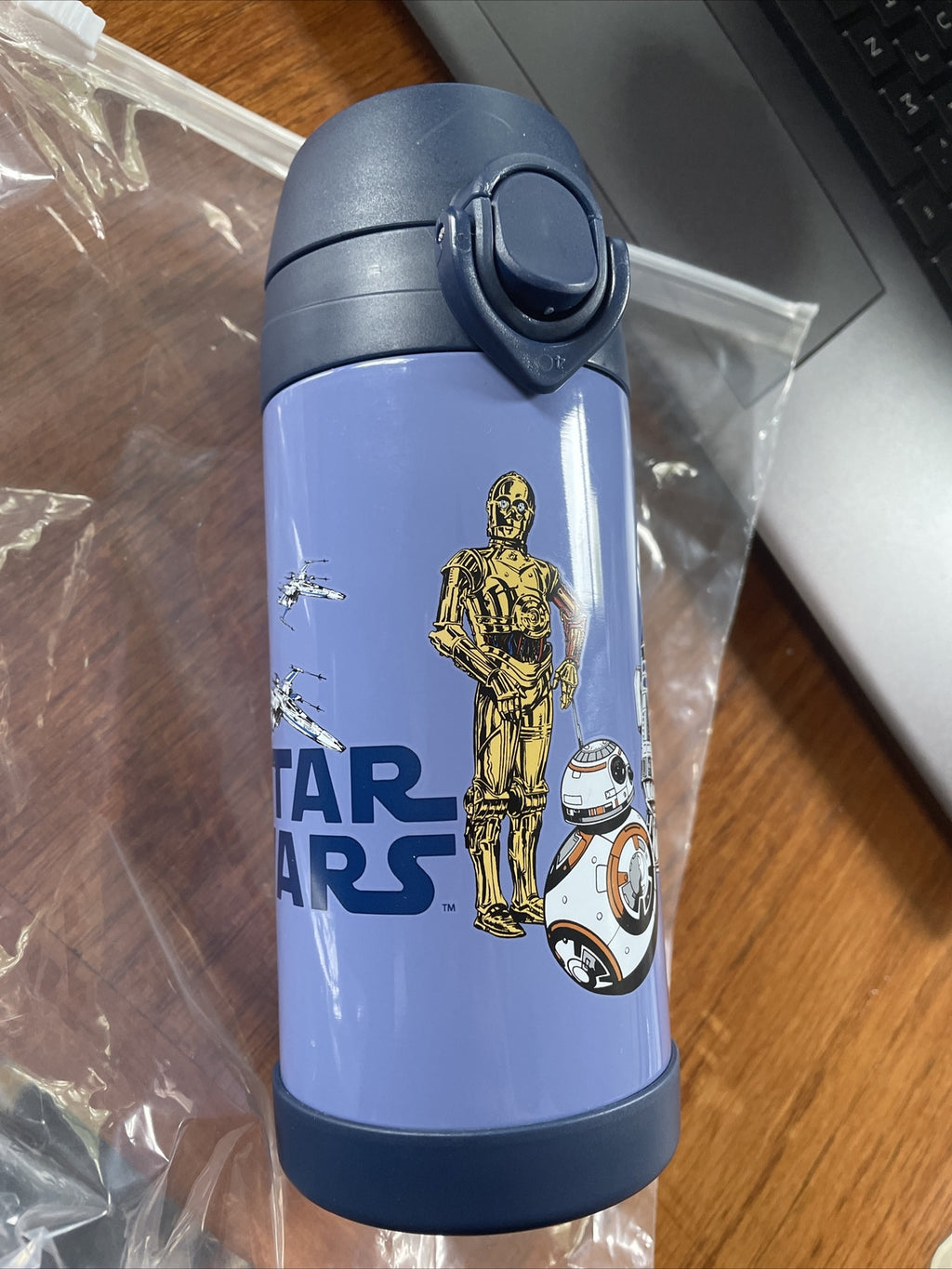 school Pottery barn Disney STAR WARS WATER BOTTLE Droid Jedi space mandalorian .