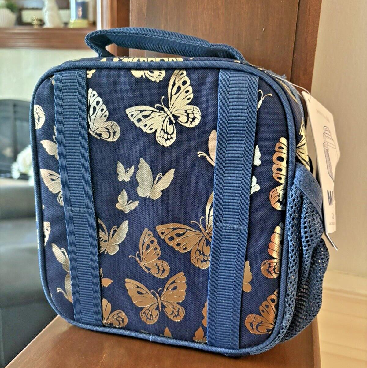 Pottery Barn school Glitter LUNCH BOX BAG Disney Girl Gold Flower?? garden Set .