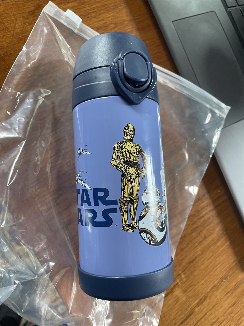 school Pottery barn Disney STAR WARS WATER BOTTLE Droid Jedi space mandalorian .