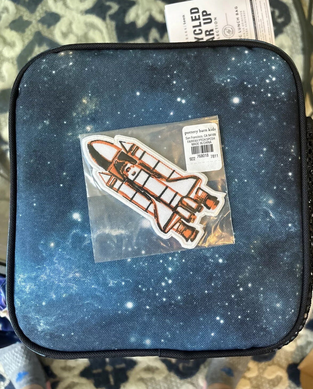 Pottery barn School Disney Galaxy Supernova space star boy Lunch box+Patch set /