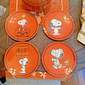 Snoopy Pottery Barn PLATE UTENSIL Peanuts Halloween holiday Disney party SET 8 -