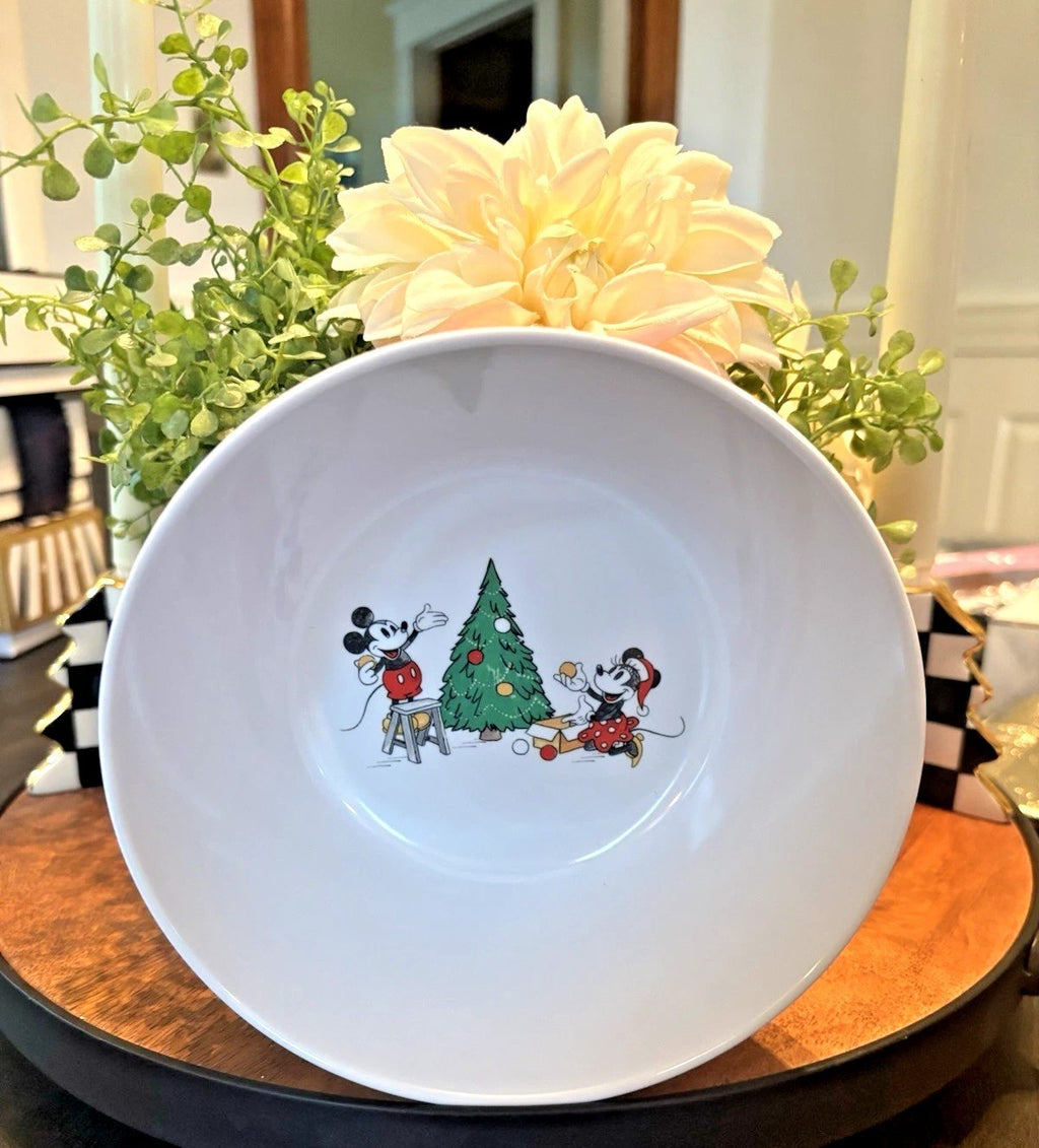 Pottery Barn Mickey Mouse holiday Bowl Christmas Tree gift Party disney dinner