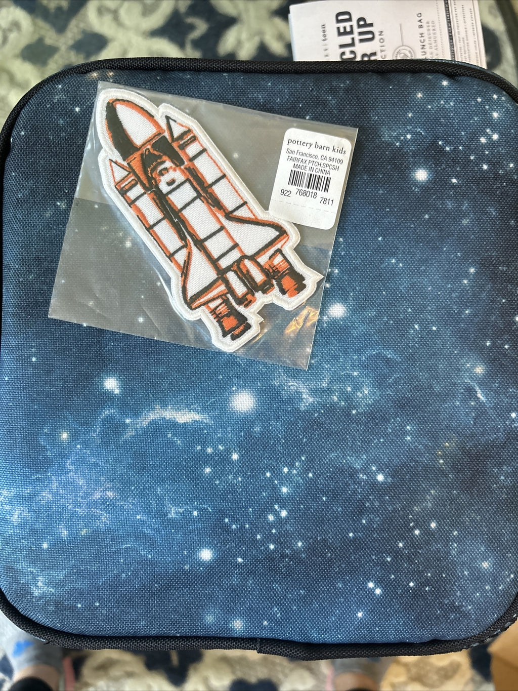 Pottery barn School Disney Galaxy Supernova space star boy Lunch box+Patch set /