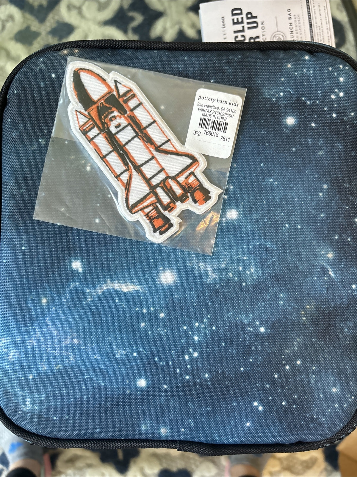 Pottery barn School Disney Galaxy Supernova space star boy Lunch box+Patch set /