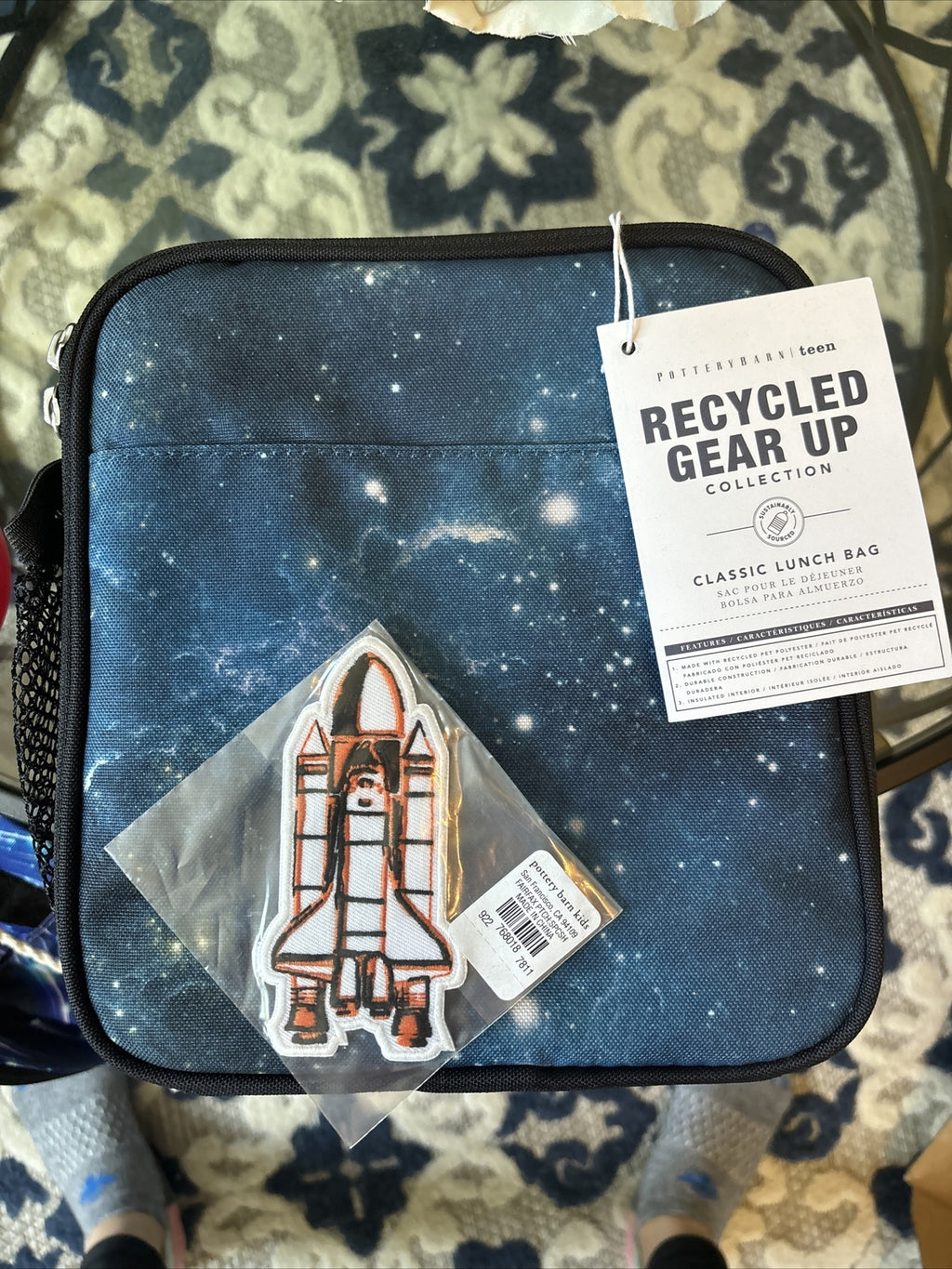 Pottery barn School Disney Galaxy Supernova space star boy Lunch box+Patch set /