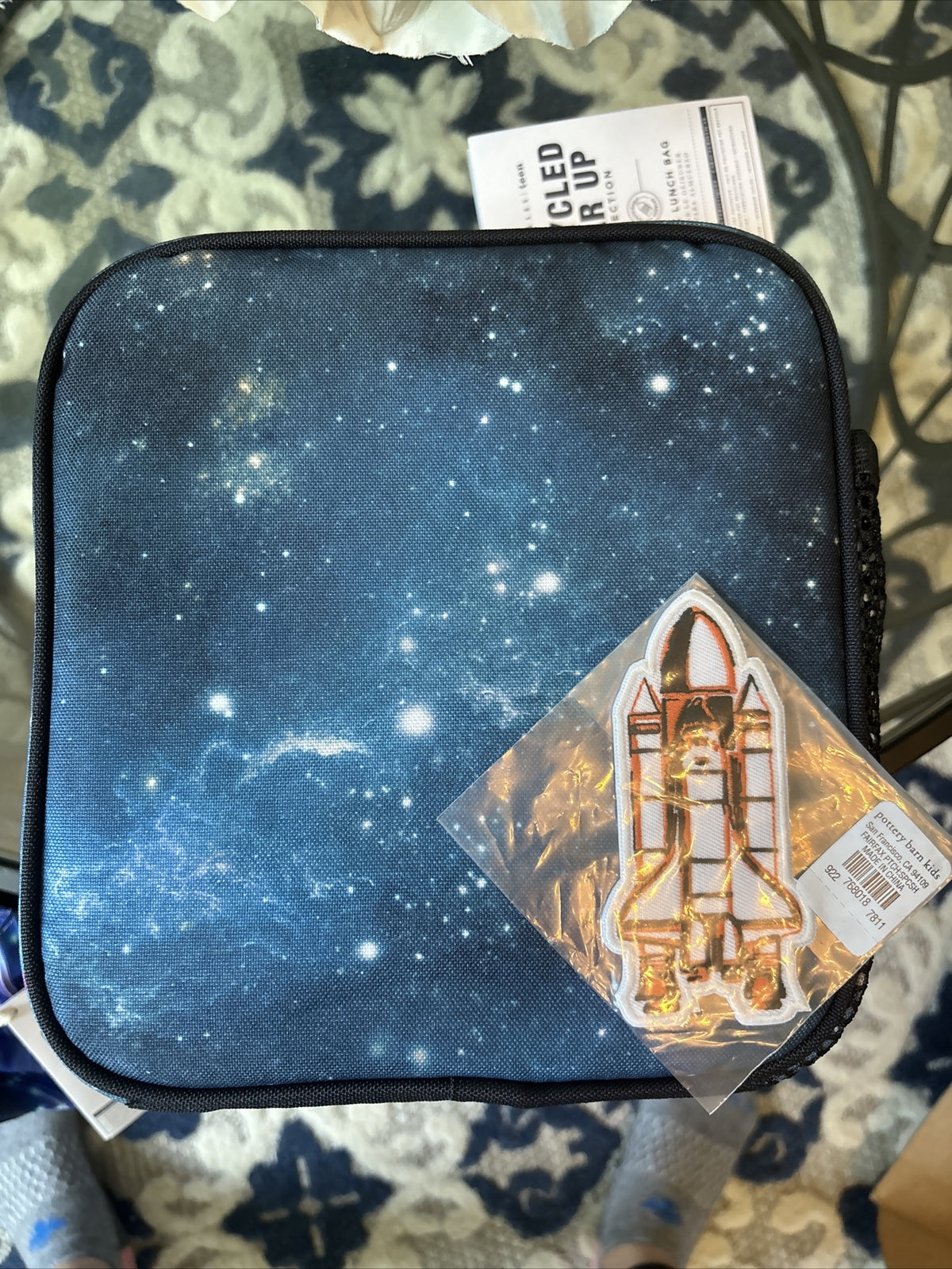 Pottery barn School Disney Galaxy Supernova space star boy Lunch box+Patch set /