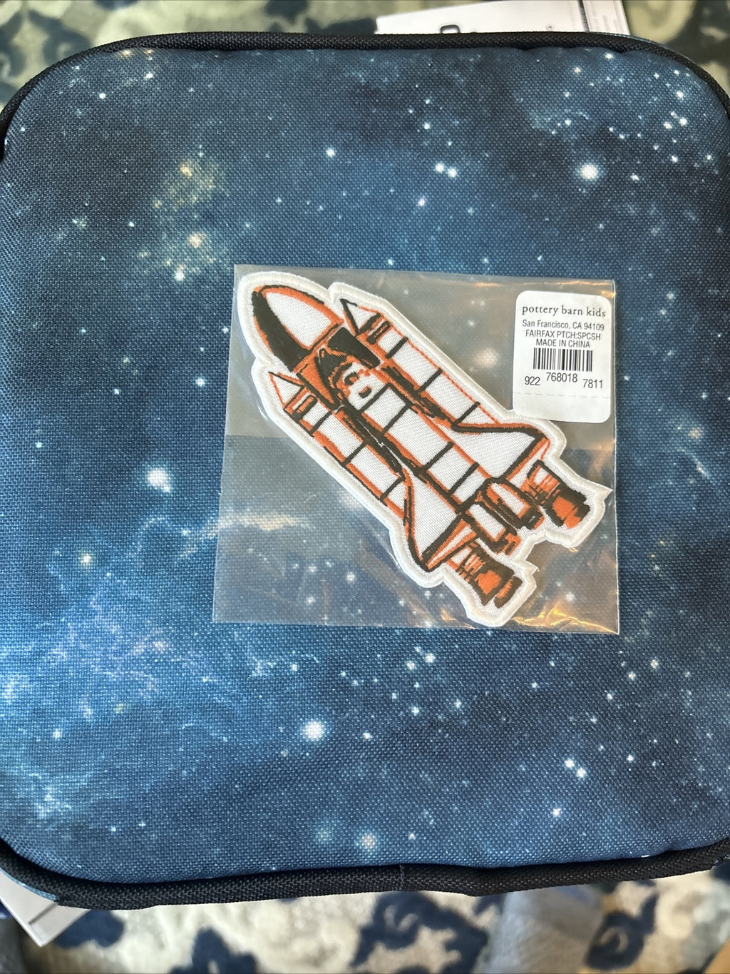 Pottery barn School Disney Galaxy Supernova space star boy Lunch box+Patch set /