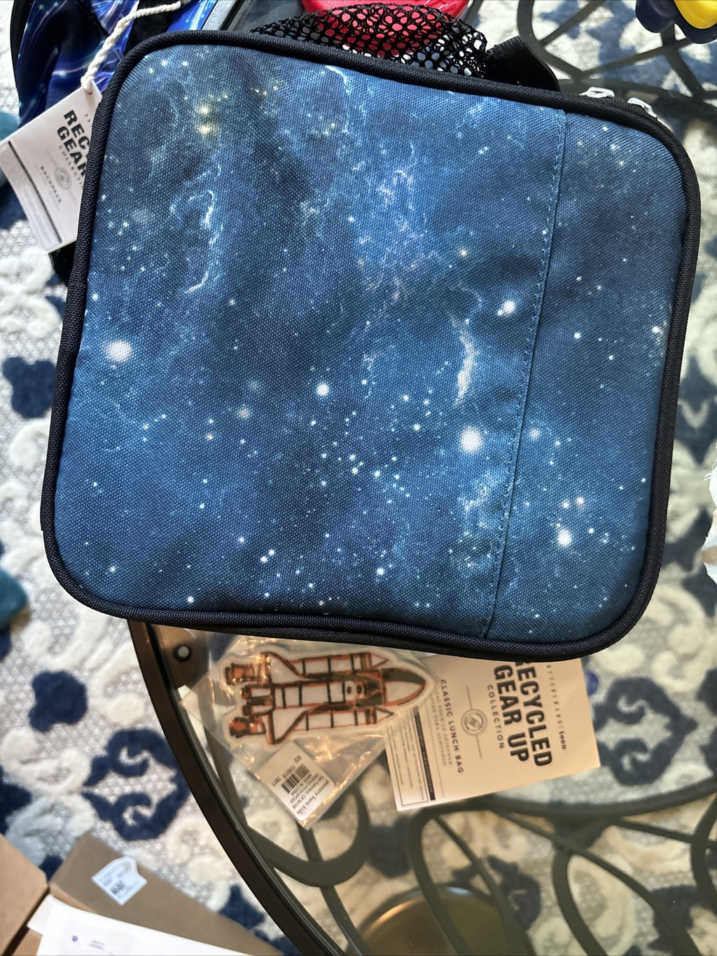 Pottery barn School Disney Galaxy Supernova space star boy Lunch box+Patch set /