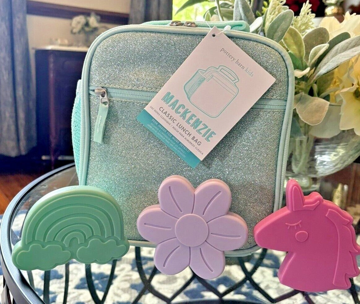Pottery Barn School LUNCH BOX BAG Disney glitter Rainbow frozen girl flower 1