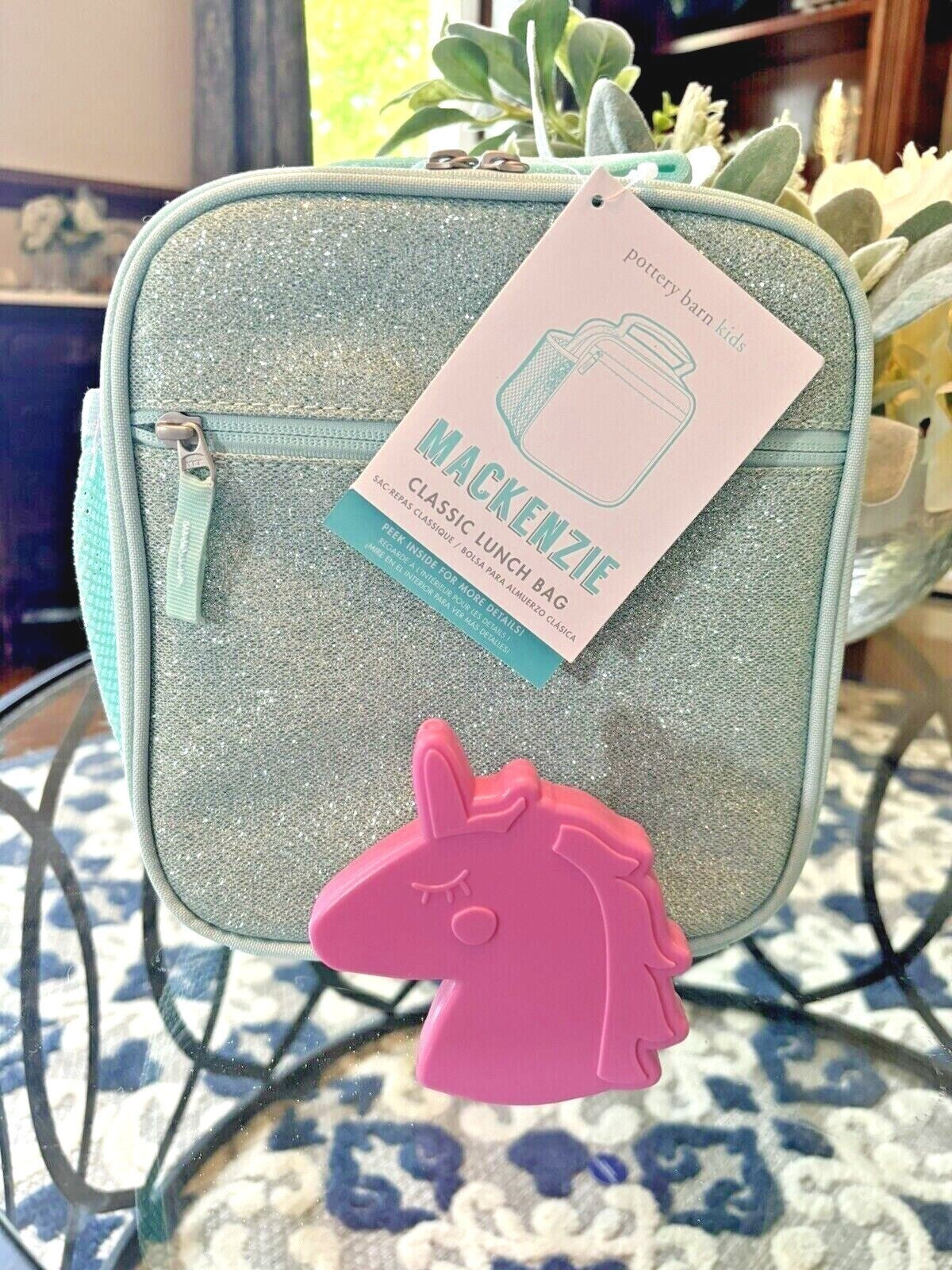 Pottery Barn School LUNCH BOX BAG Disney glitter Rainbow frozen girl flower 1