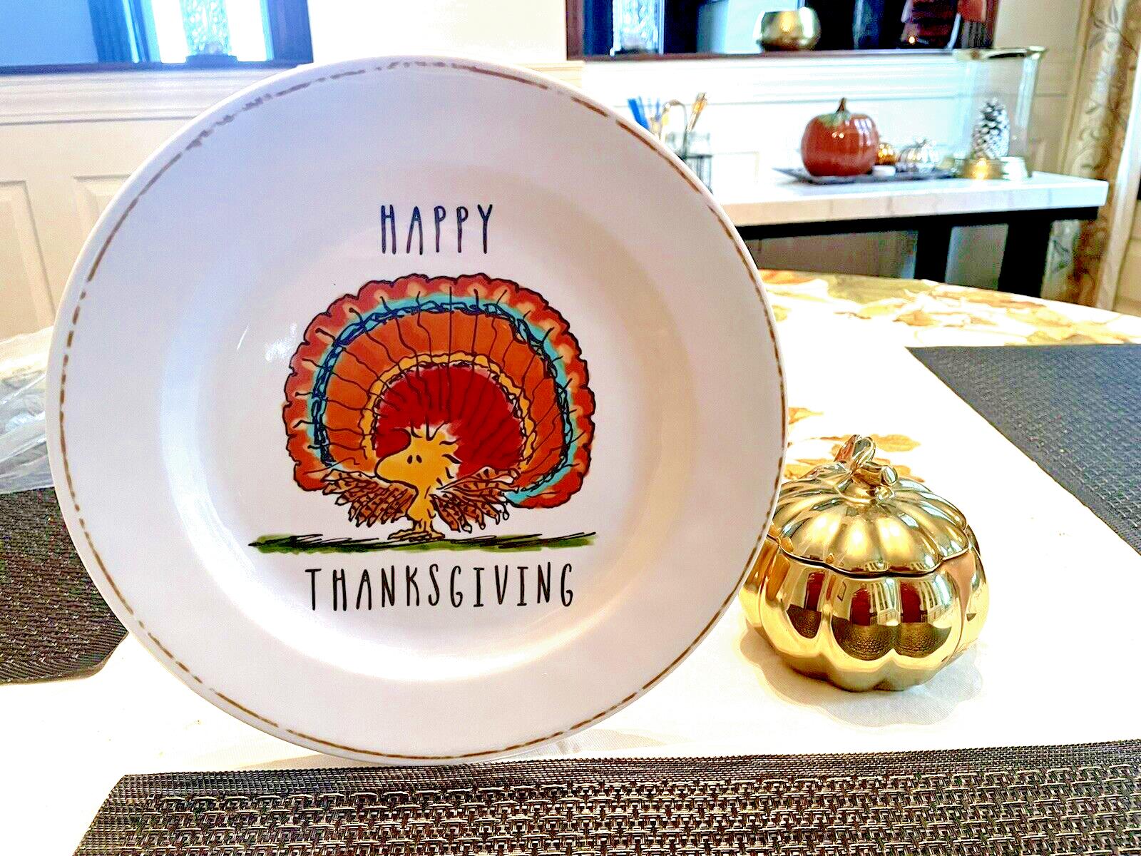 Disney Snoopy Pottery Barn Holiday DINNER SET Peanuts Plate Thanksgiving party