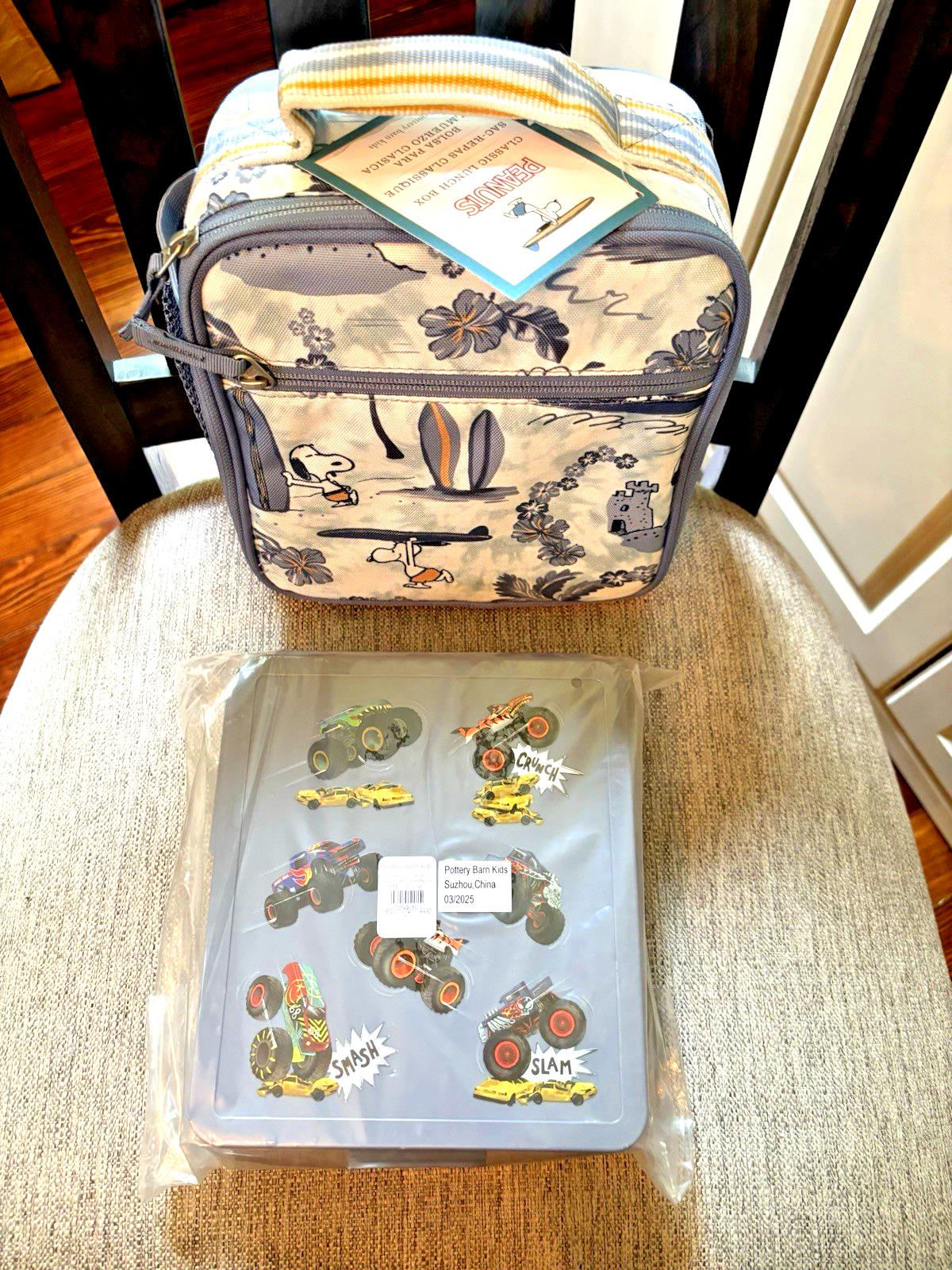 Pottery barn school LUNCH BOX Monster Wheels car BENTO Disney Snoopy travel Boy