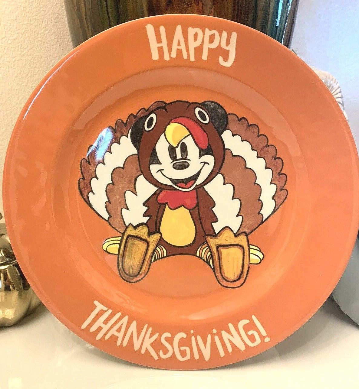Pottery Barn Mickey Mouse holiday School kid Birthday dinner disney plate SET 4"