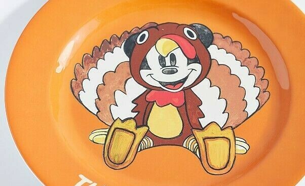 Pottery Barn Mickey Mouse holiday School kid Birthday dinner disney plate SET 4"