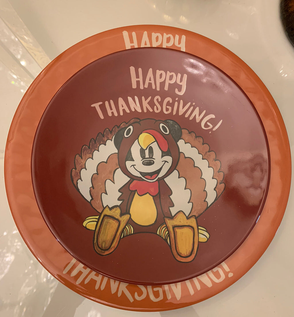 Pottery Barn Mickey Mouse holiday School kid Birthday dinner disney plate SET 4"