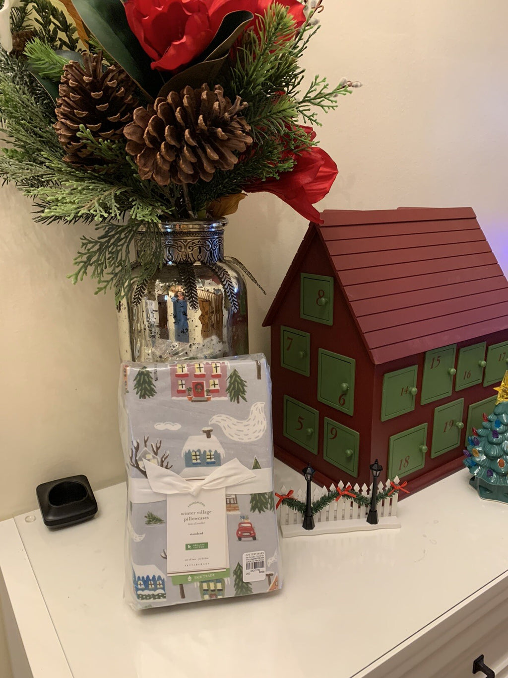 Pottery Barn Holiday winter village pillowcase Christmas SET 2 Gift Disney kid =