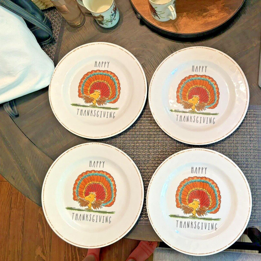 Disney Snoopy Pottery Barn Holiday DINNER SET Peanuts Plate Thanksgiving party