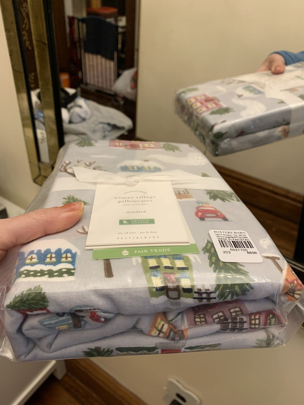 Pottery Barn Holiday winter village pillowcase Christmas SET 2 Gift Disney kid =