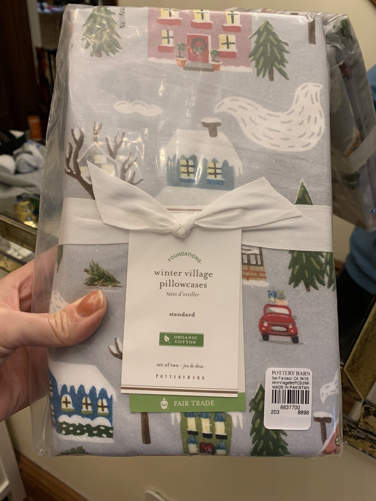 Pottery Barn Holiday winter village pillowcase Christmas SET 2 Gift Disney kid =