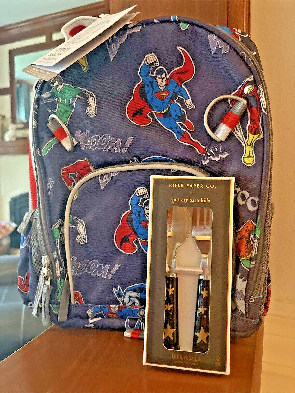 Pottery Barn school Disney Marvel comic batman Spiderman Backpack + Lunch bag .