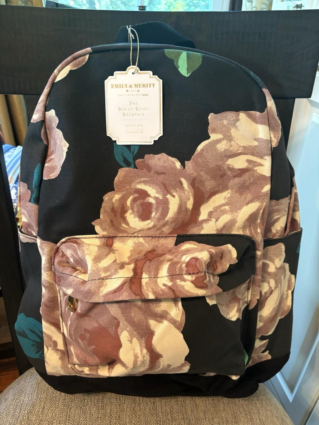 Pottery barn School Large BACKPACK + WATER flower bag Disney Travel girl rose .