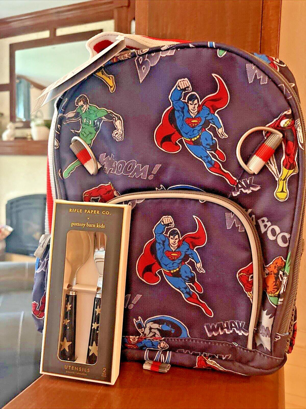 Pottery Barn school Disney Marvel comic batman Spiderman Backpack + Lunch bag .