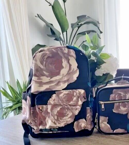 Pottery barn School Large BACKPACK + WATER flower bag Disney Travel girl rose .