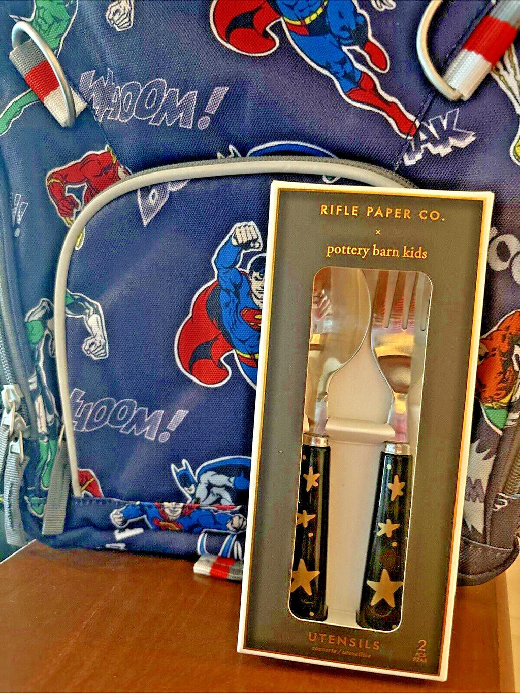 Pottery Barn school Disney Marvel comic batman Spiderman Backpack + Lunch bag .