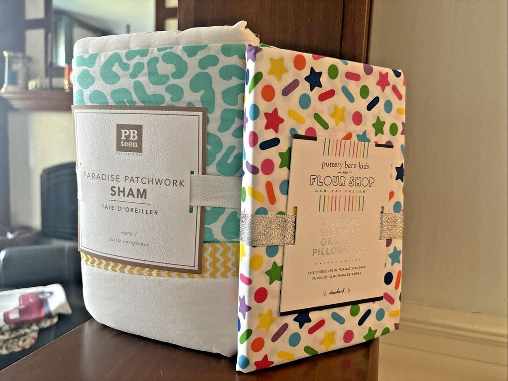 Disney Pottery Barn Princess pillowcase Star+Beach holiday sham girl Dot SET 2 y