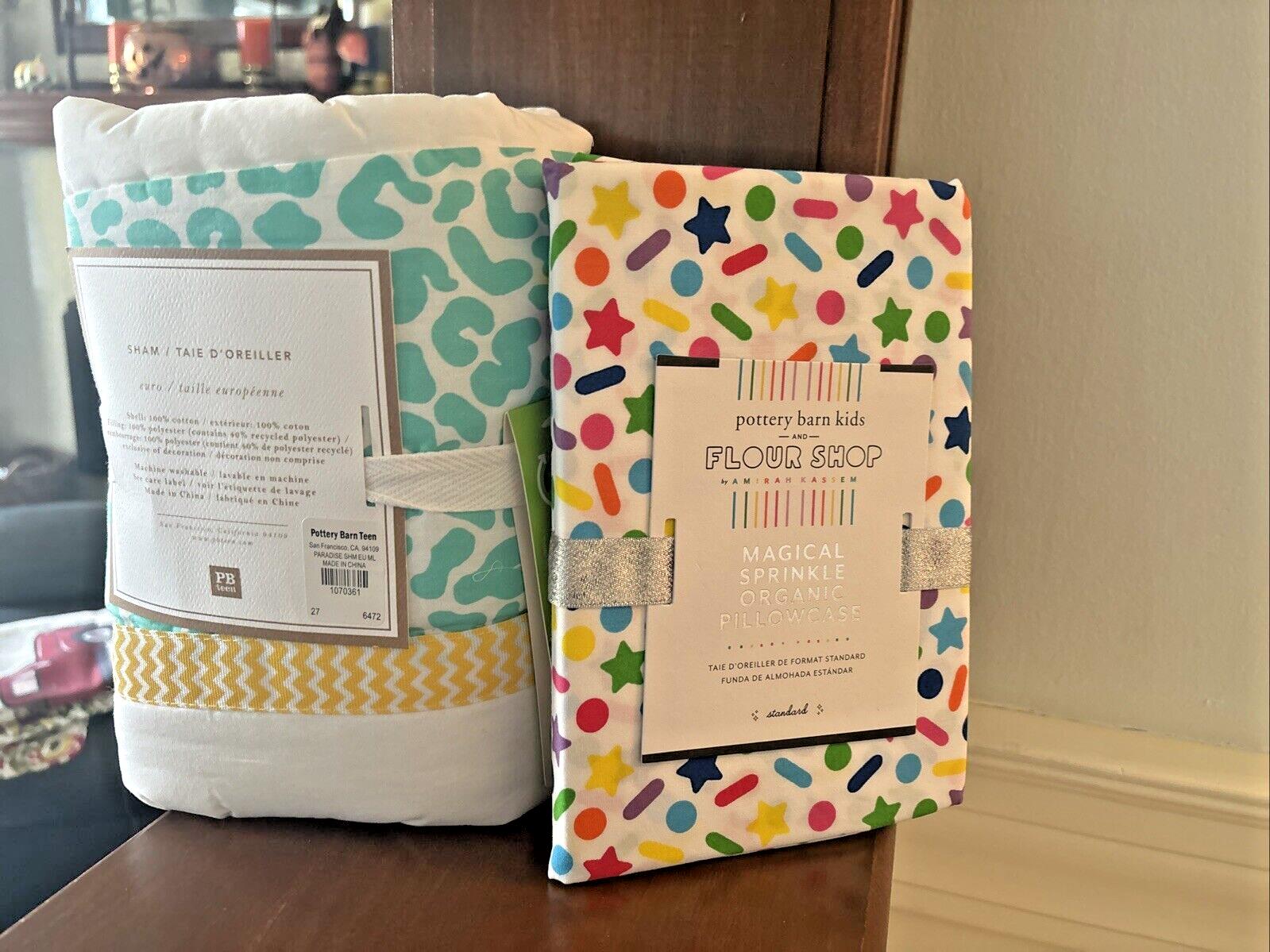 Disney Pottery Barn Princess pillowcase Star+Beach holiday sham girl Dot SET 2 y