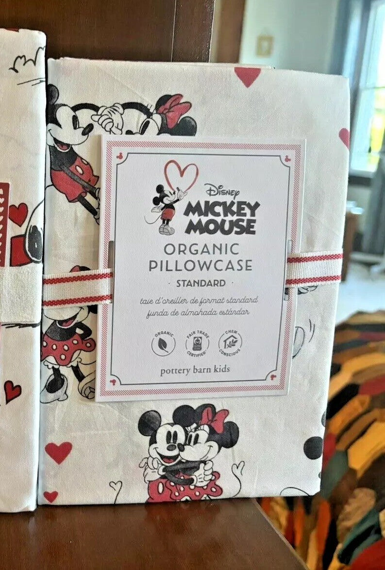 Disney Pottery Barn Mickey Minnie Mouse Floral Monique holiday Bed SET 2 m