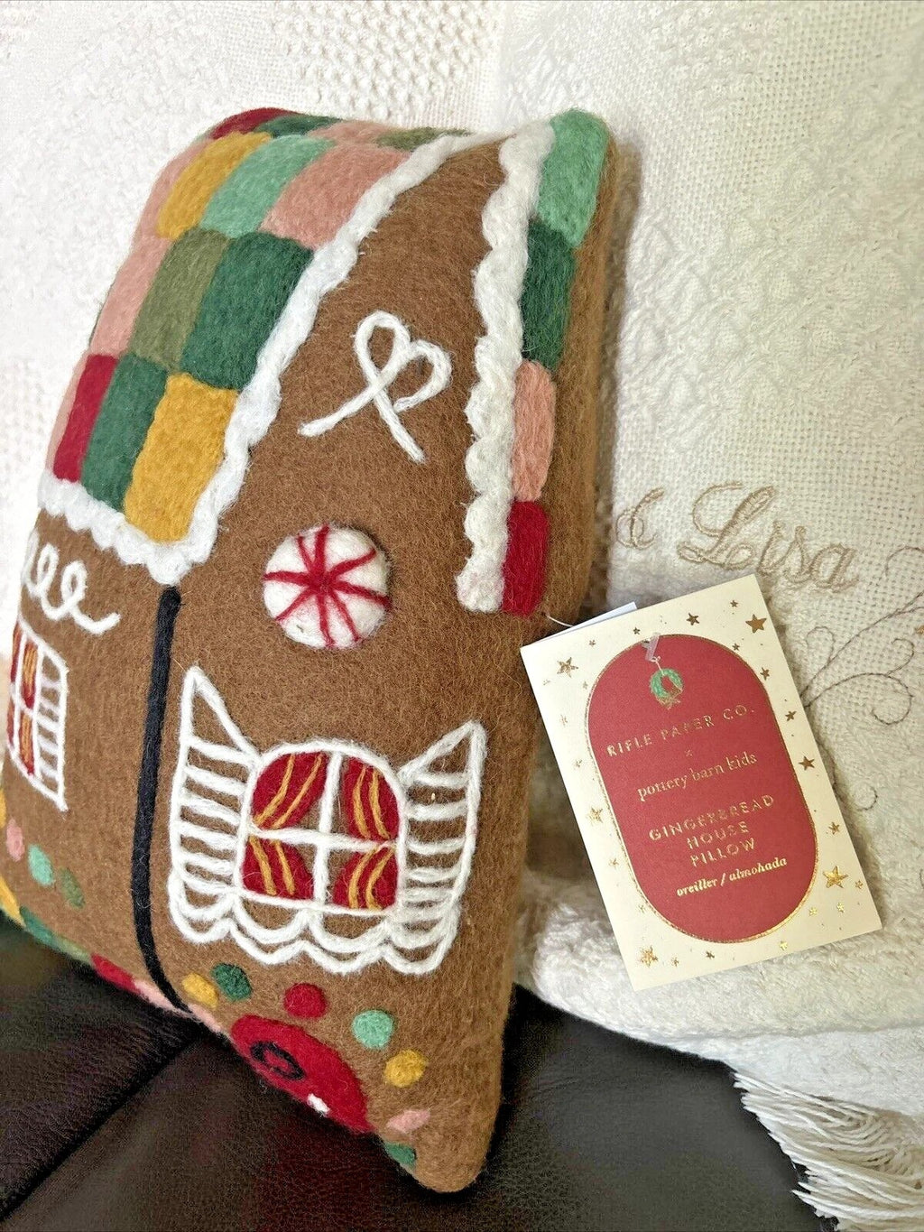 Pottery Barn Christmas holiday Gingerbread house Pillow birthday gift Rifle SET