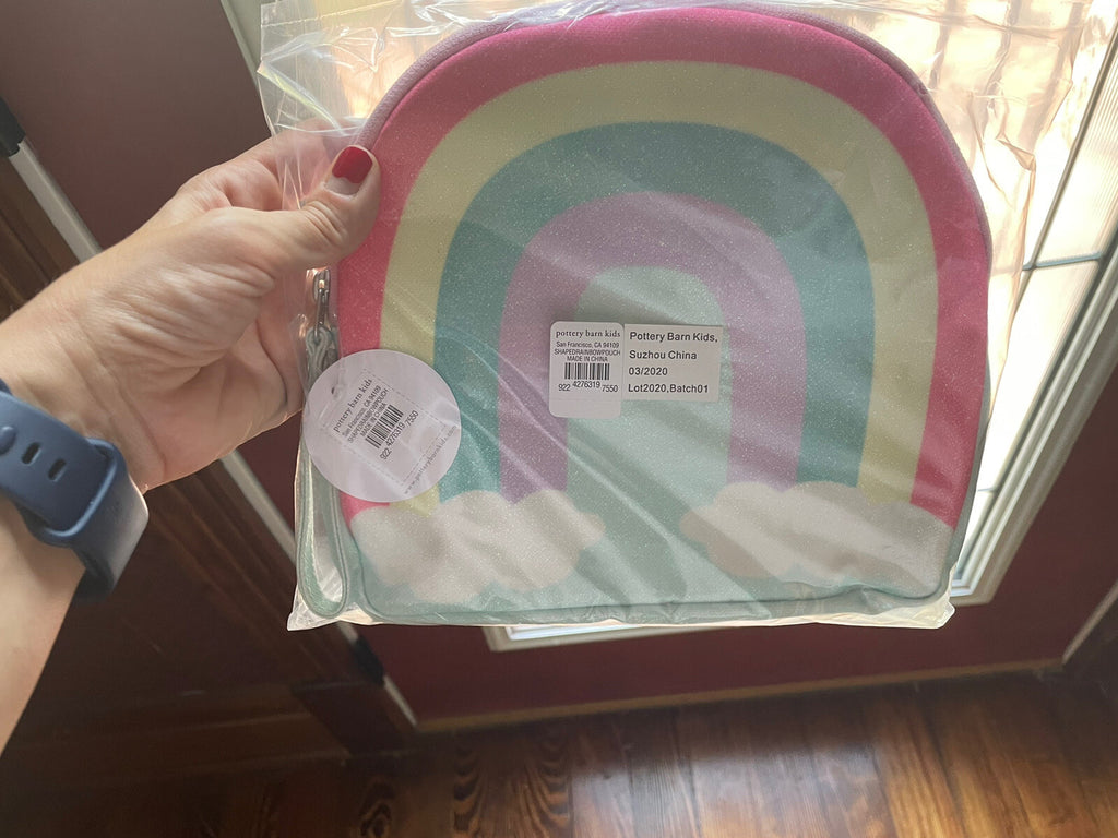 Pottery Barn PENCIL CASE bag school girl disney princess rainbow heart kid .