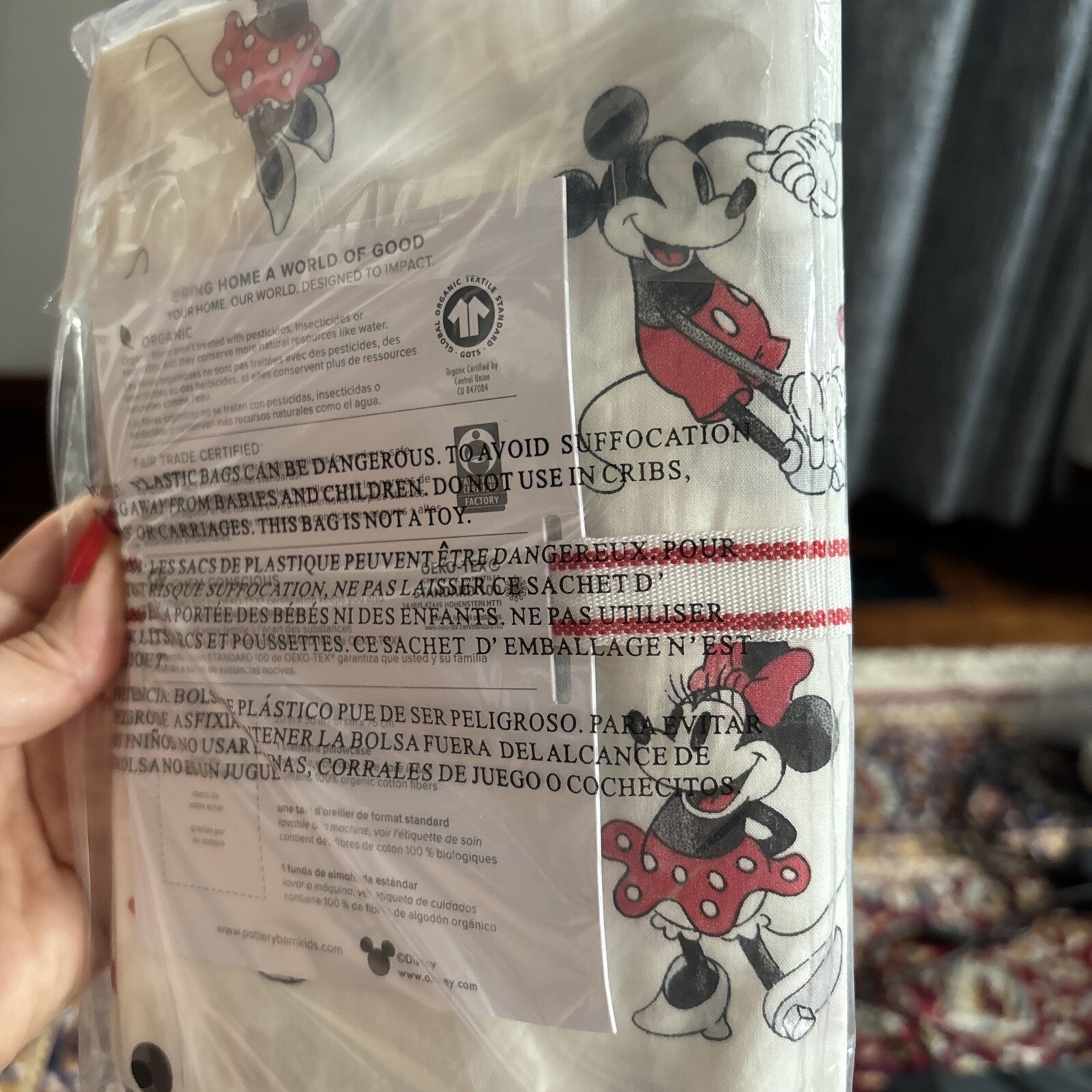 Disney Pottery Barn Mickey Minnie Mouse Floral Monique holiday Bed SET 2 m