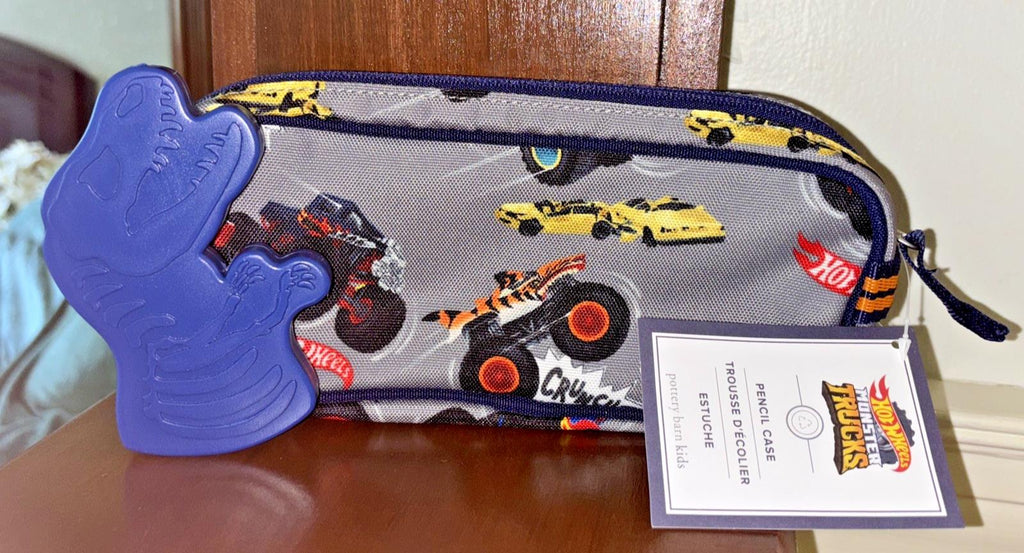 School Pottery Barn Hot Wheels Monster Car PENCIL CASE BAG+dinosaur Jurassic n