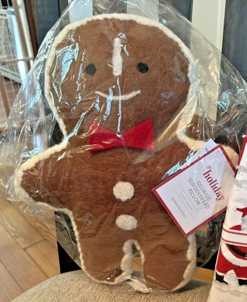 Pottery Barn Christmas holiday Gingerbread Pillow birthday gift school kid wool