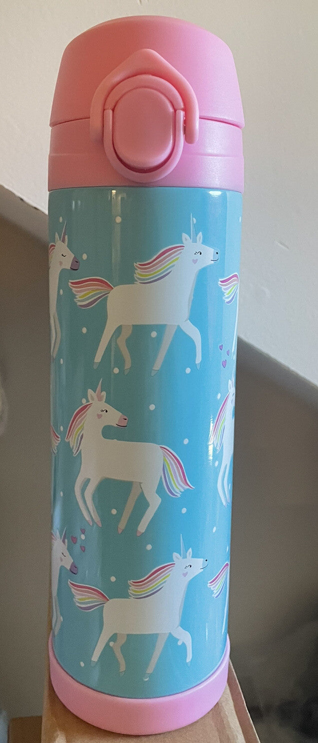 school Pottery barn kids Disney WATER BOTTLE Rainbow UNICORN travel girl pony .