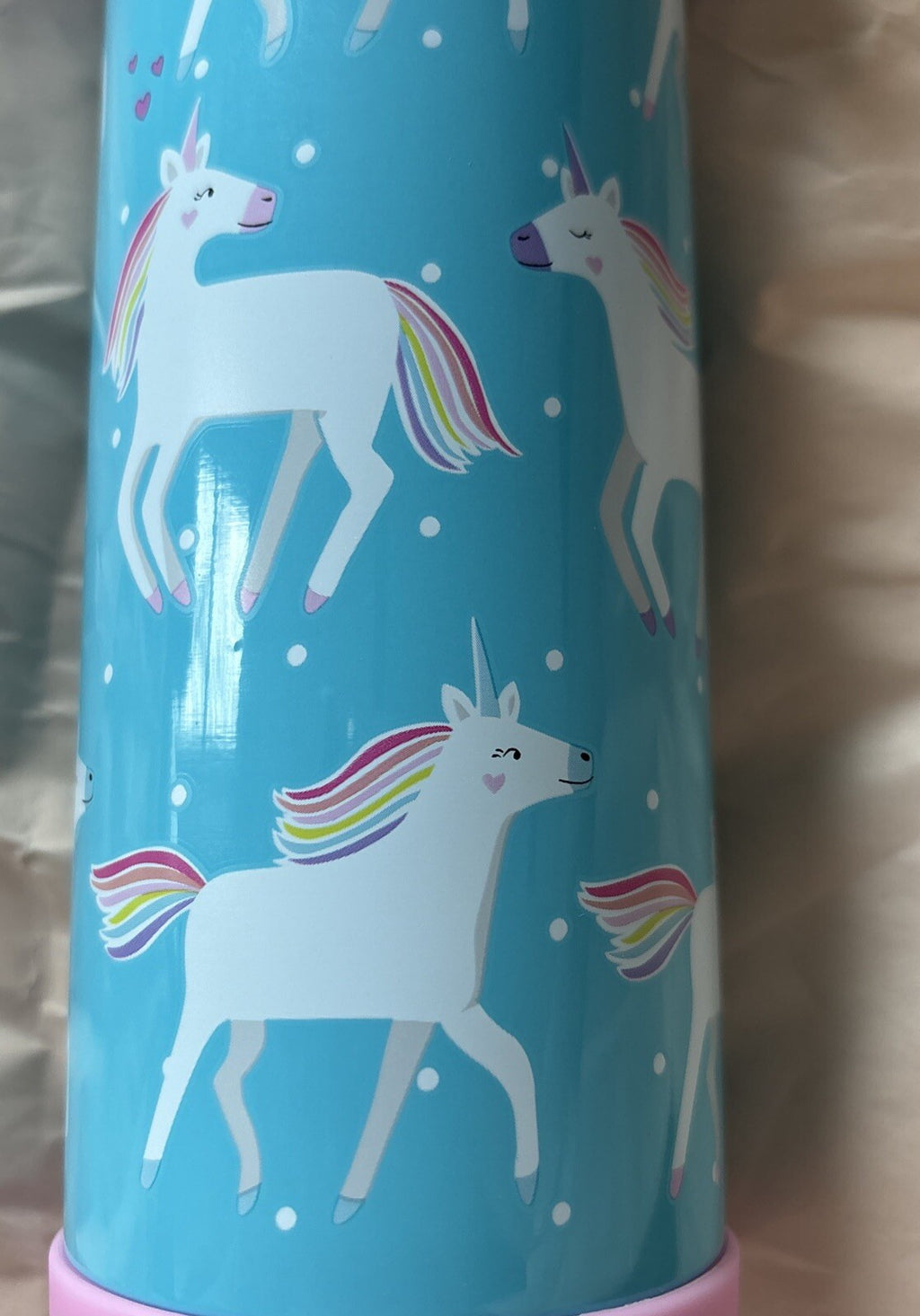 school Pottery barn kids Disney WATER BOTTLE Rainbow UNICORN travel girl pony .
