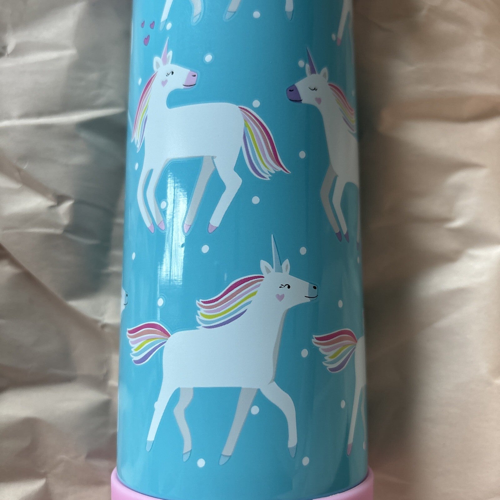 school Pottery barn kids Disney WATER BOTTLE Rainbow UNICORN travel girl pony .