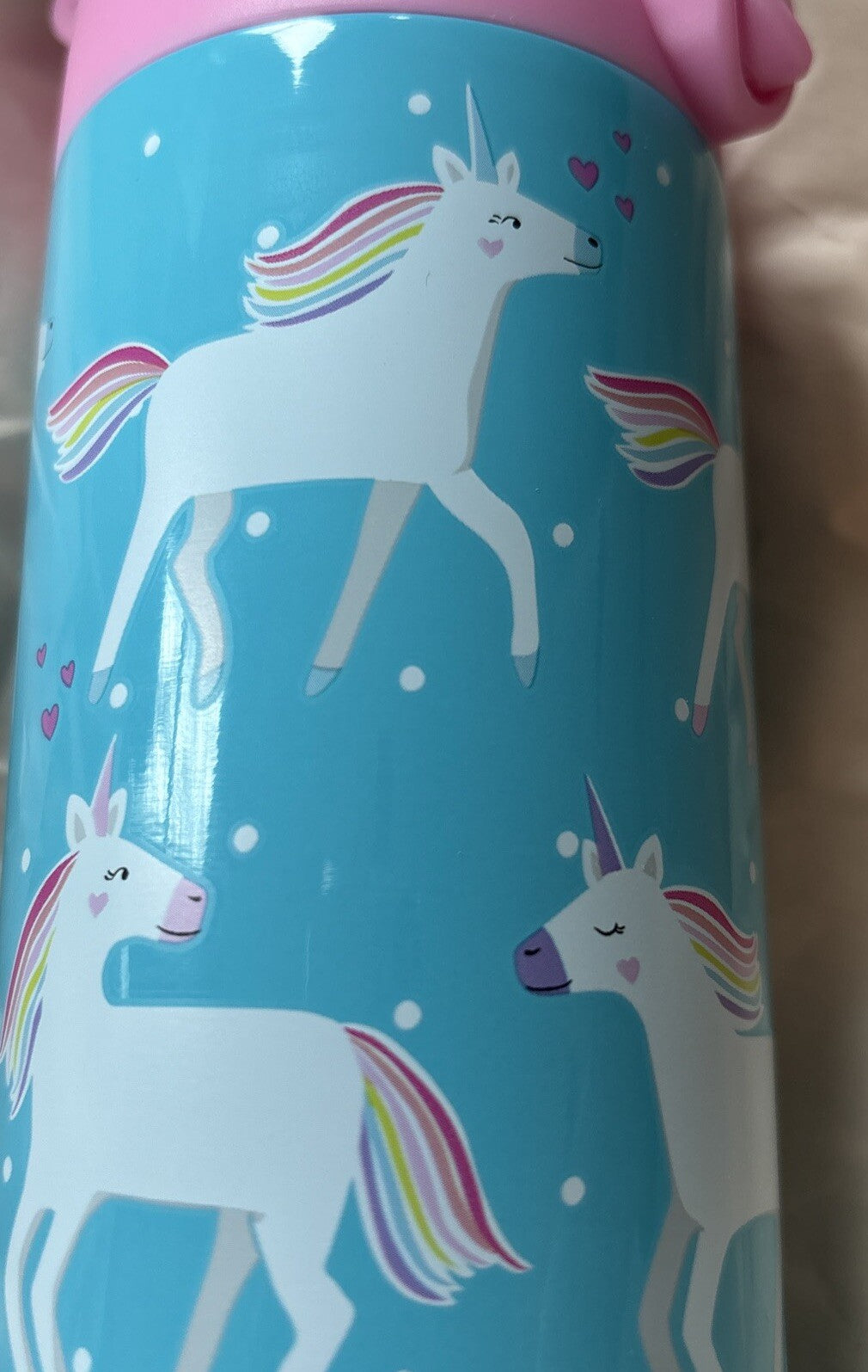 school Pottery barn kids Disney WATER BOTTLE Rainbow UNICORN travel girl pony .