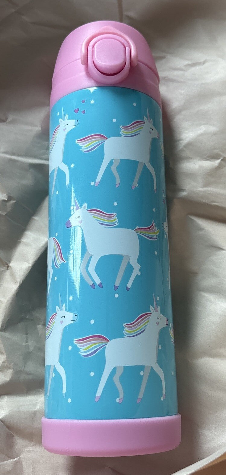 school Pottery barn kids Disney WATER BOTTLE Rainbow UNICORN travel girl pony .