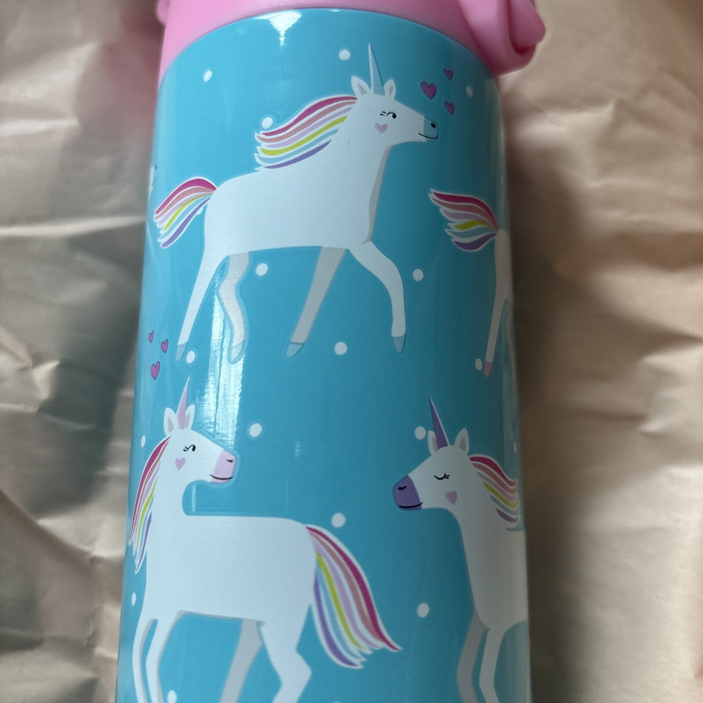 school Pottery barn kids Disney WATER BOTTLE Rainbow UNICORN travel girl pony .