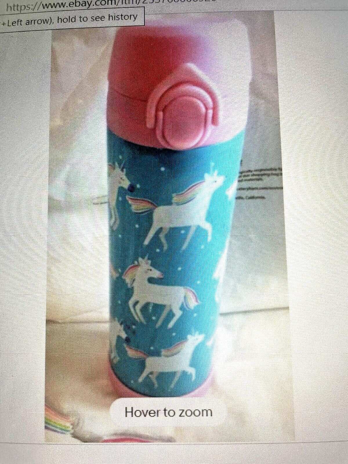 school Pottery barn kids Disney WATER BOTTLE Rainbow UNICORN travel girl pony .