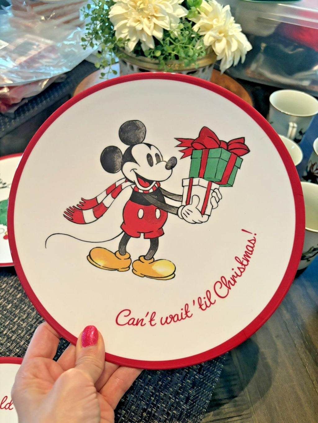 Pottery Barn DINNER SET Mickey Mouse Christmas holiday party PLATE Disney School