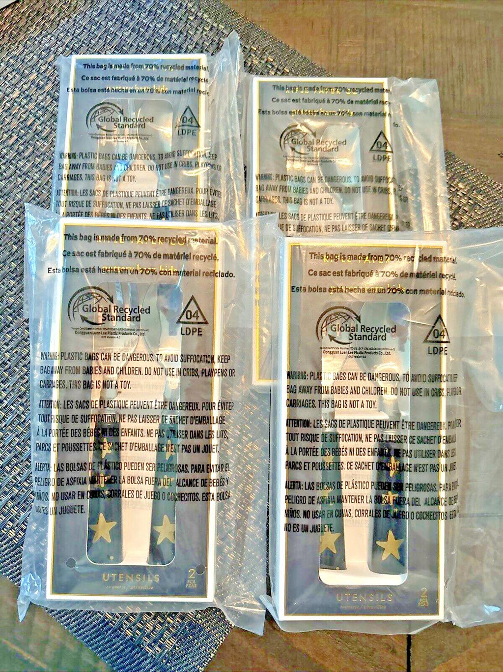 Pottery barn school Lunch Holiday Halloween Star party kid Utensil gold SET 4 [