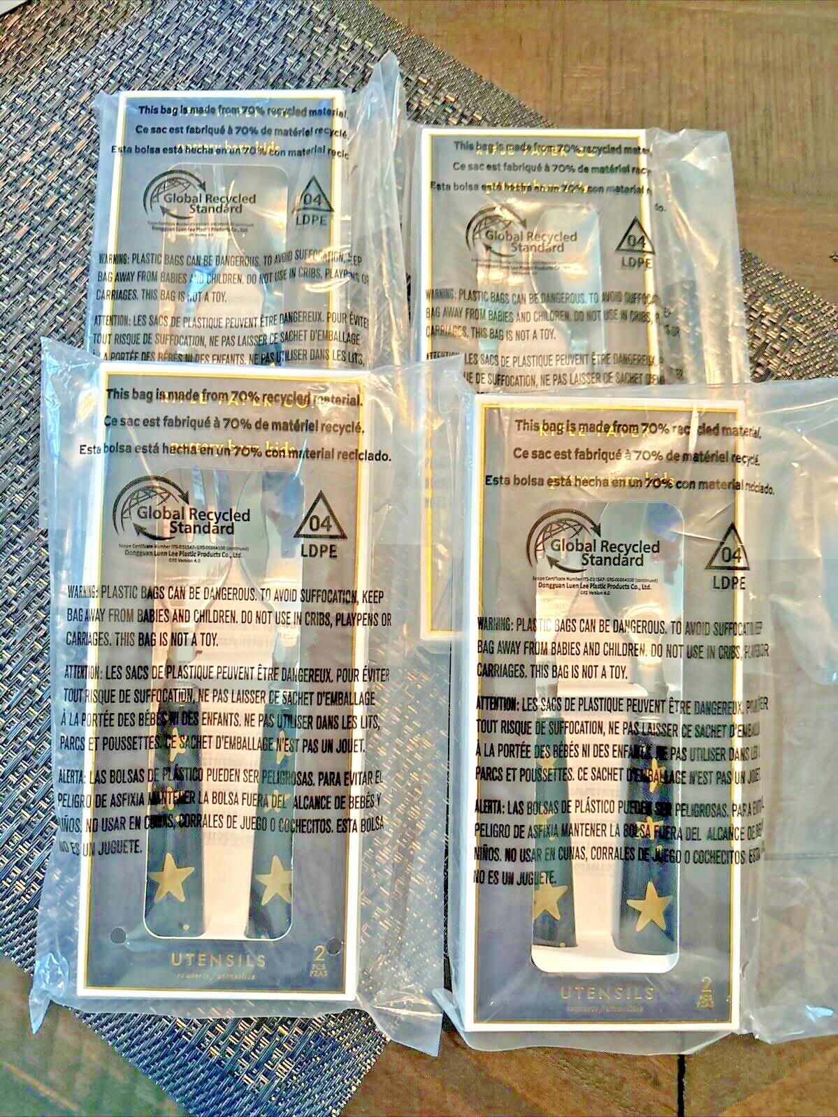 Pottery barn school Lunch Holiday Halloween Star party kid Utensil gold SET 4 [