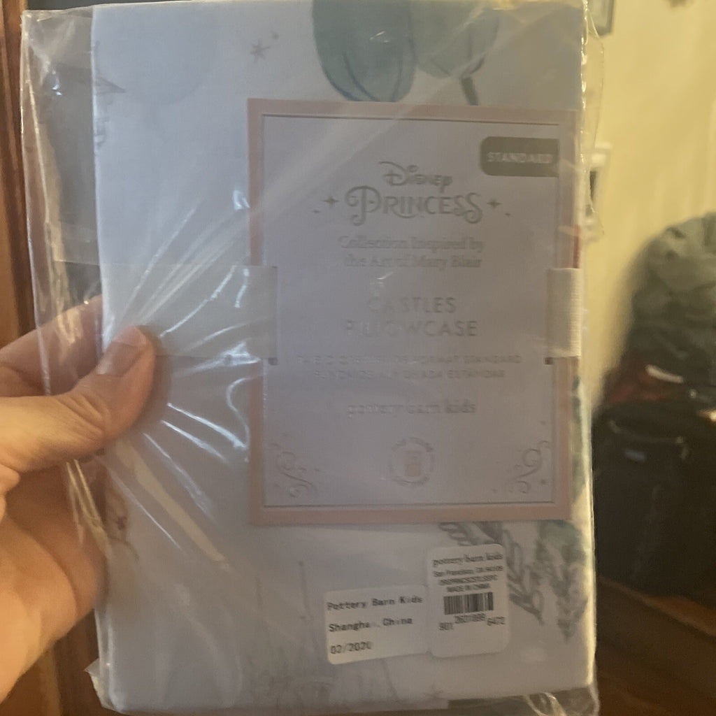 Pottery Barn holiday pillowcase CASTLE Disney PRINCESS Belle gift Cinderella .