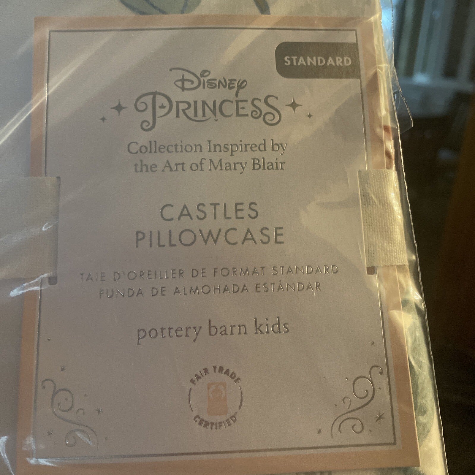 Pottery Barn holiday pillowcase CASTLE Disney PRINCESS Belle gift Cinderella .