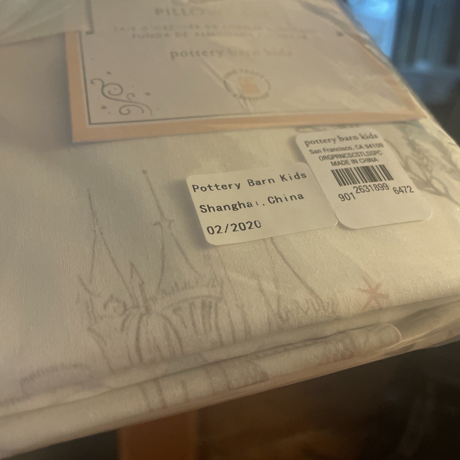 Pottery Barn holiday pillowcase CASTLE Disney PRINCESS Belle gift Cinderella .